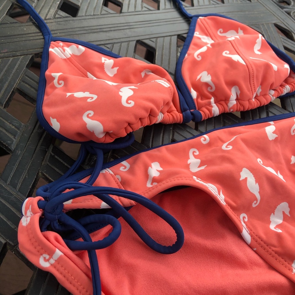 Coral seahorse bikini